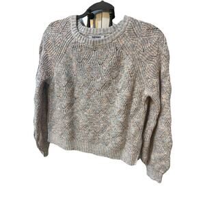 Old Navy Sweater Womens XL 14-16 Cream Pink Gray Blue Pullover Cable Knit Lg Slv